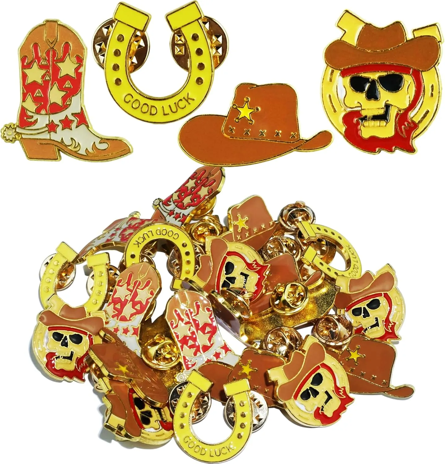 24 Pcs Cowboy Western Lapel Pin for Men Women - Decorative Boot, Horseshoe, and Hat Pins - Zinc Alloy Jewelry for Backpack, Party - Unique Western Cowboy and Cowgirl Accessories