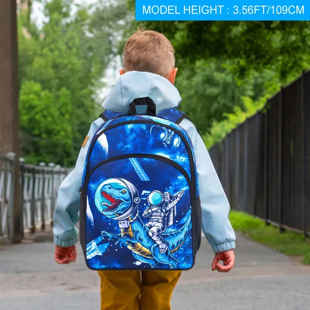 3 Piece Boys Backpack Set 16 Dinosaur Bookbag Lunch Box Elementary School Bag