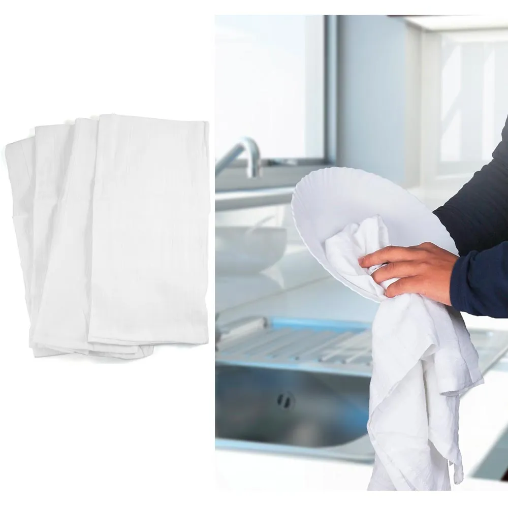 4 Flour Sack Towels Dish Drying Straining Cotton Towel Cleaning Cloth Kitchen