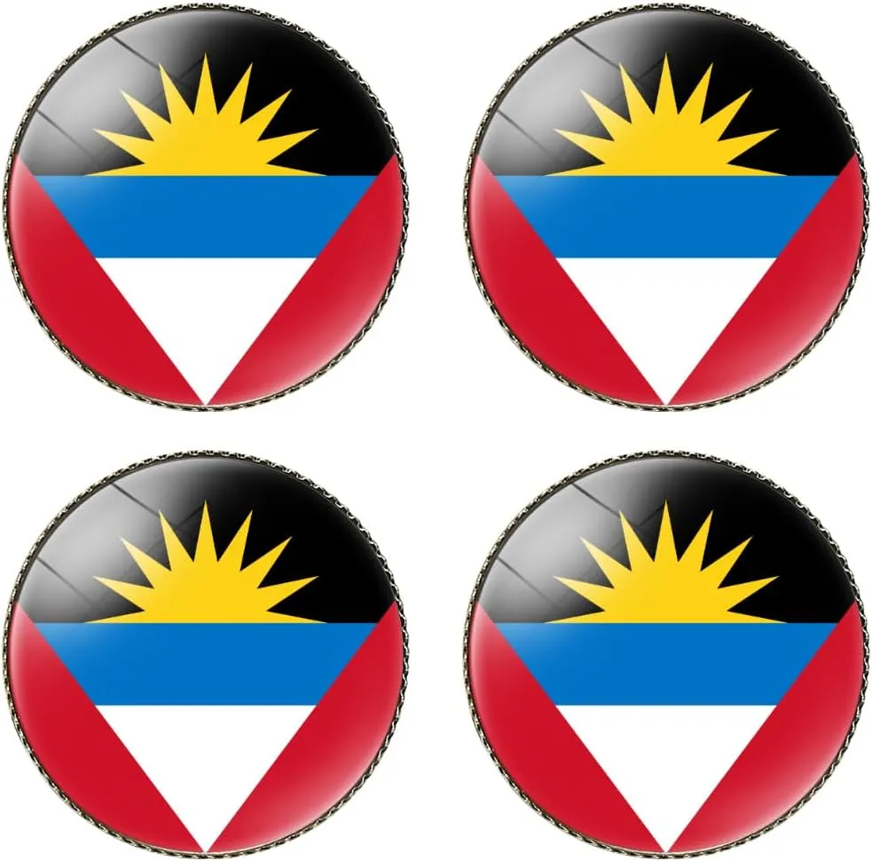 4 Pcs Antigua and Barbuda Flag Pin Round 1 Inch, Lapel Pins Souvenir Badge for Hat Clothes Backpack,Antigua Flag Brooch Accessories Party Favors,Patriotic Pin Accessories for Men/Women