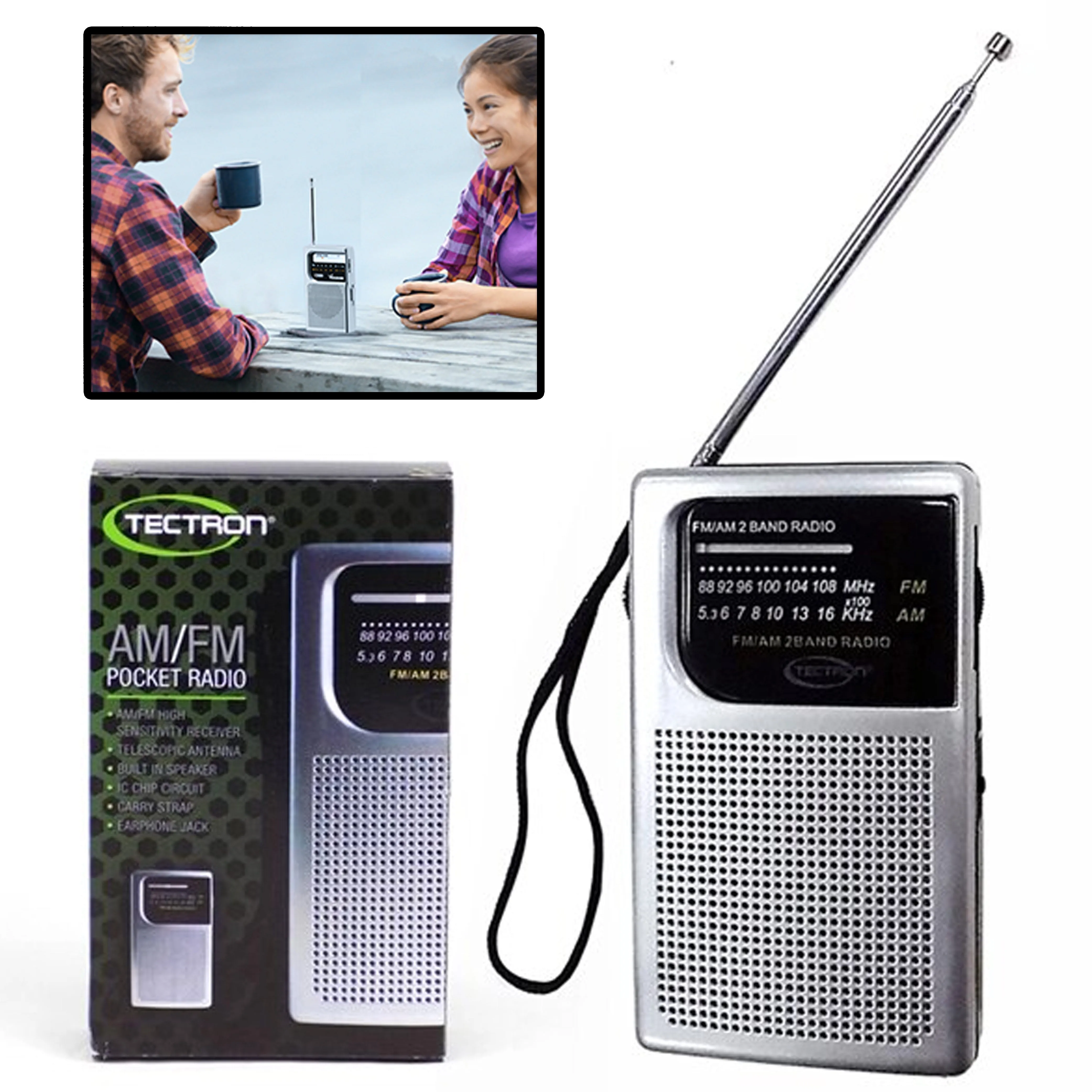AM FM Portable Pocket Radio Battery Operated Mini Radio Antenna Receiver Speaker