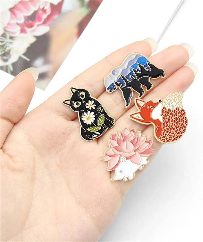 Cute Enamel Pins Set Brooch Cartoon Animal Various Novel Designs Brooch Pins for Backpacks Badges Hats Bags Lapel Pins Accessory for Women Girls Gift