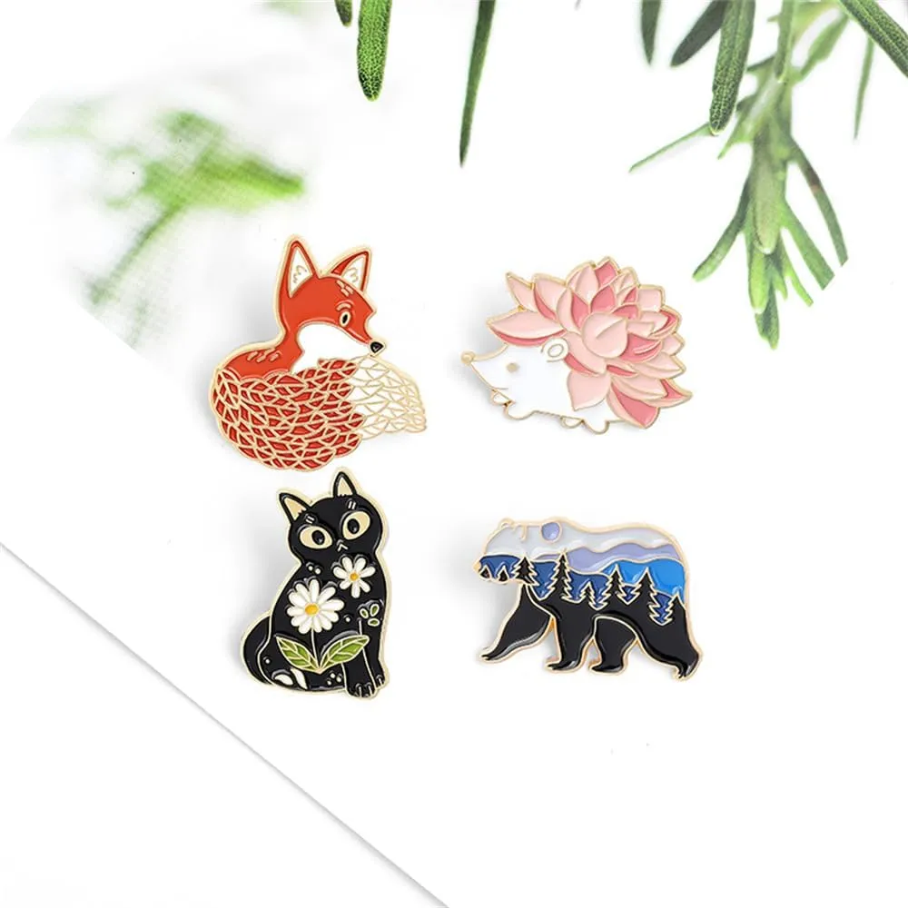 Cute Enamel Pins Set Brooch Cartoon Animal Various Novel Designs Brooch Pins for Backpacks Badges Hats Bags Lapel Pins Accessory for Women Girls Gift