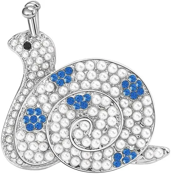 Cute Snail Pearl Rhinestone Cartoon Animal Brooch Lapel Pins Badge Brooches for Women Girls Suit Desses Clothing Backpacks Bags Hats Accessory Fashion Unique Jewelry