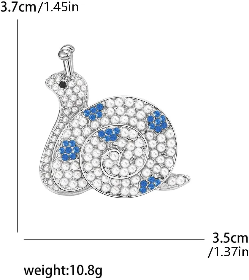 Cute Snail Pearl Rhinestone Cartoon Animal Brooch Lapel Pins Badge Brooches for Women Girls Suit Desses Clothing Backpacks Bags Hats Accessory Fashion Unique Jewelry