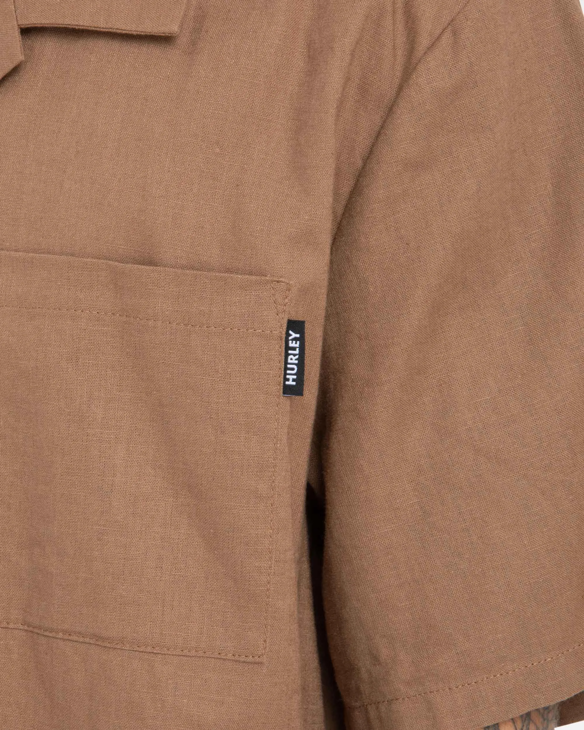 HURLEY CAMP TEXTURE S/S SHIRT - TOBACCO BROWN