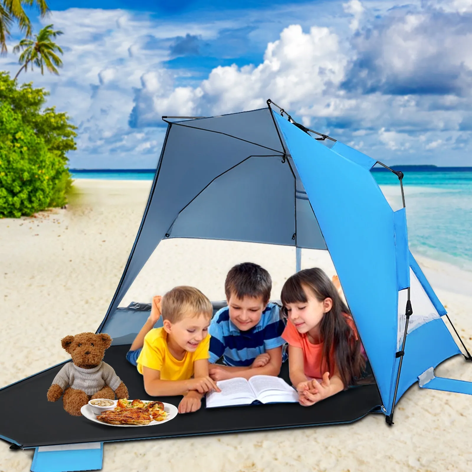 Instant Beach Tent, Sunshade with Windows