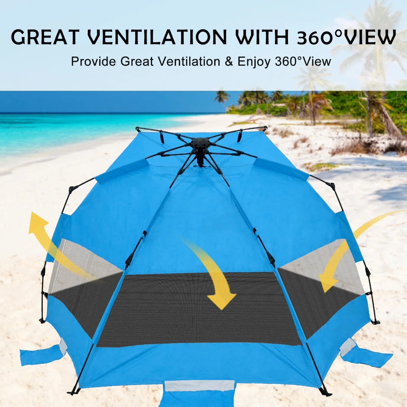 Instant Beach Tent, Sunshade with Windows