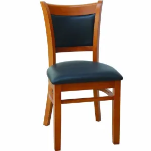 MK6279 Walnut  Back Wooden Chair with Black Vinyl Seat