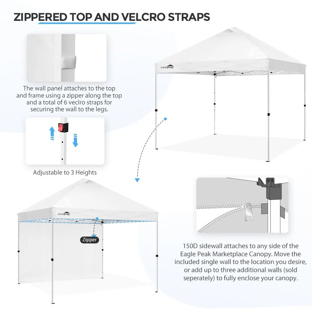 MP100 10x10 Professional Commercial Pop Up Canopy Tent  Folding Shelter w/Zipper Attach Sunwall and 100 Sq Ft of Shade (White)
