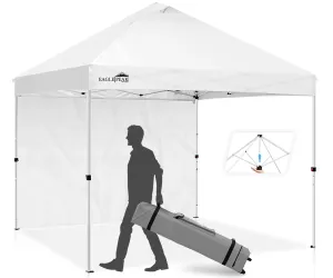 MP100 10x10 Professional Commercial Pop Up Canopy Tent  Folding Shelter w/Zipper Attach Sunwall and 100 Sq Ft of Shade (White)