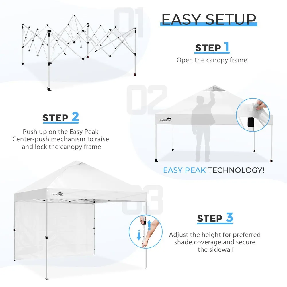 MP100 10x10 Professional Commercial Pop Up Canopy Tent  Folding Shelter w/Zipper Attach Sunwall and 100 Sq Ft of Shade (White)