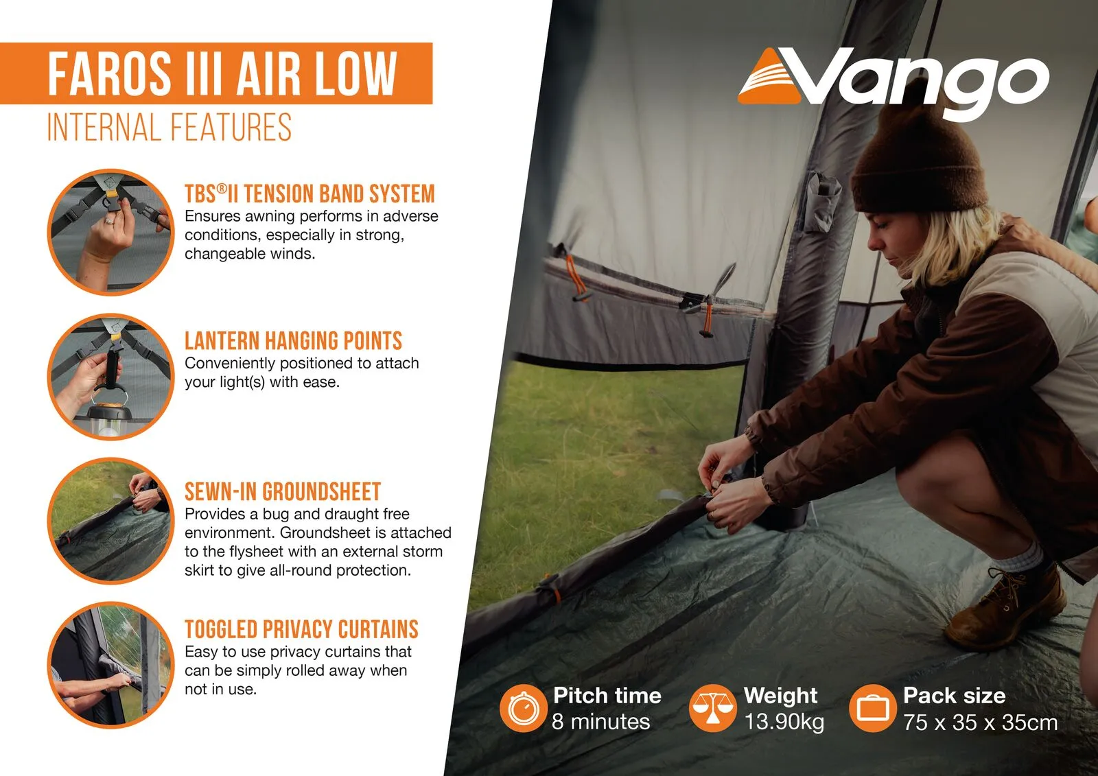 Vango Faros III Air Inflatable Drive Away Awning Cloud Grey - Low