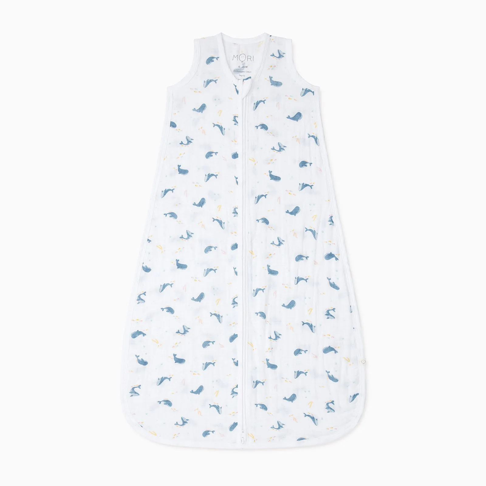 Whale Print Muslin Front Opening Sleep Sack 0.5 TOG