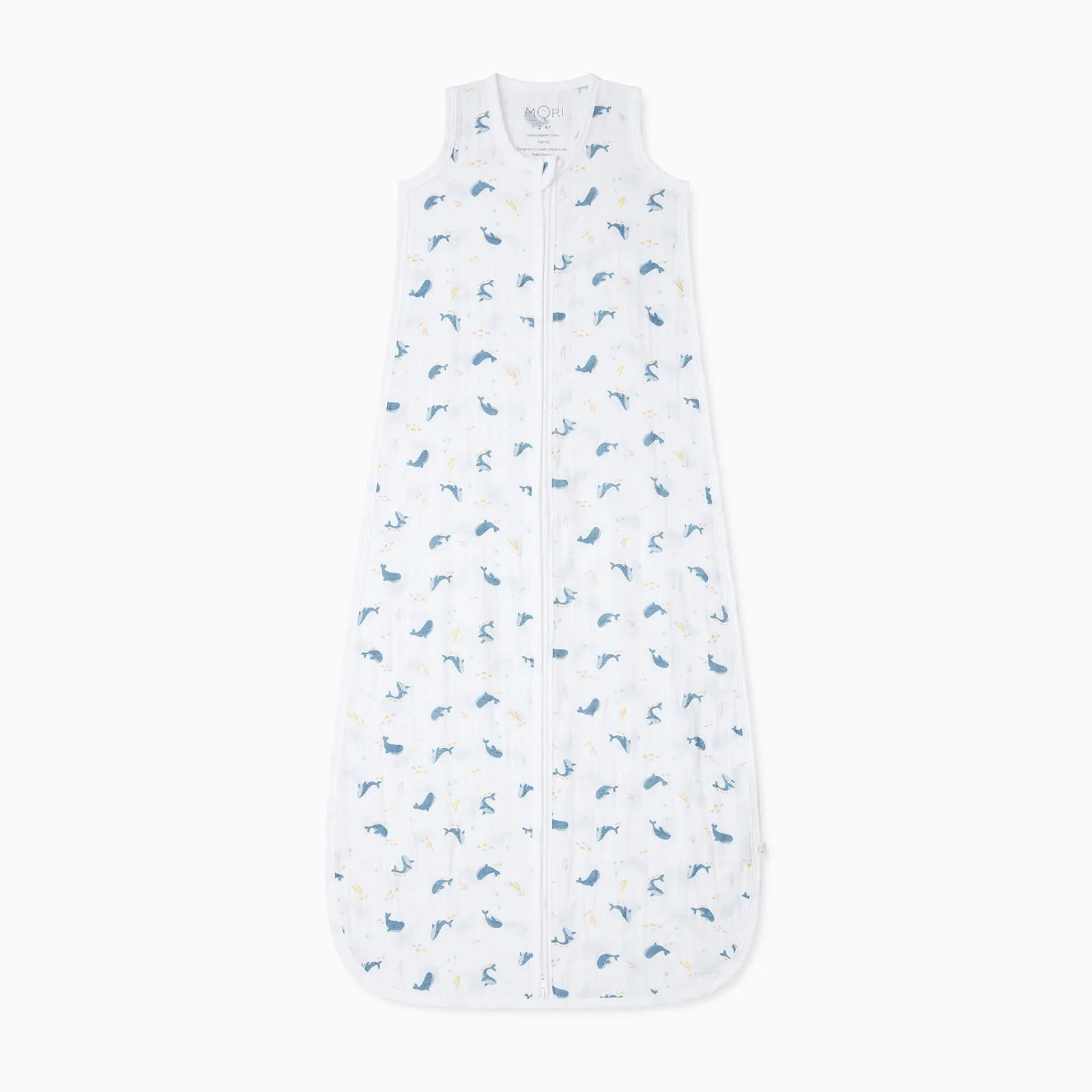 Whale Print Muslin Front Opening Sleep Sack 0.5 TOG