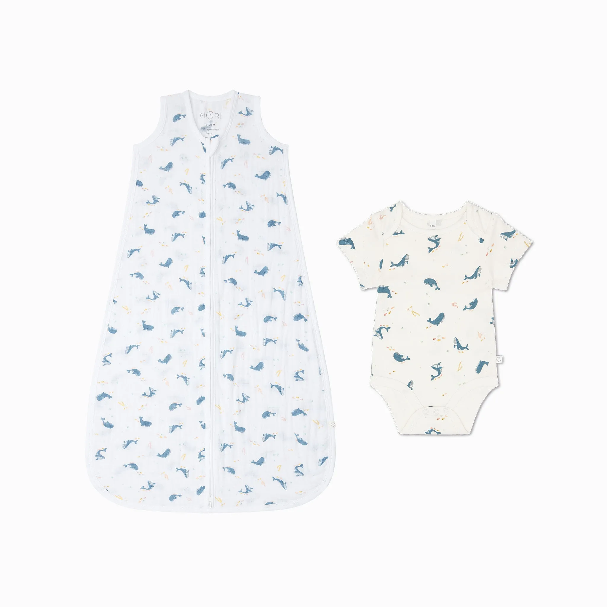 Whale Print Sleep Sack 0.5 TOG & Bodysuit Set
