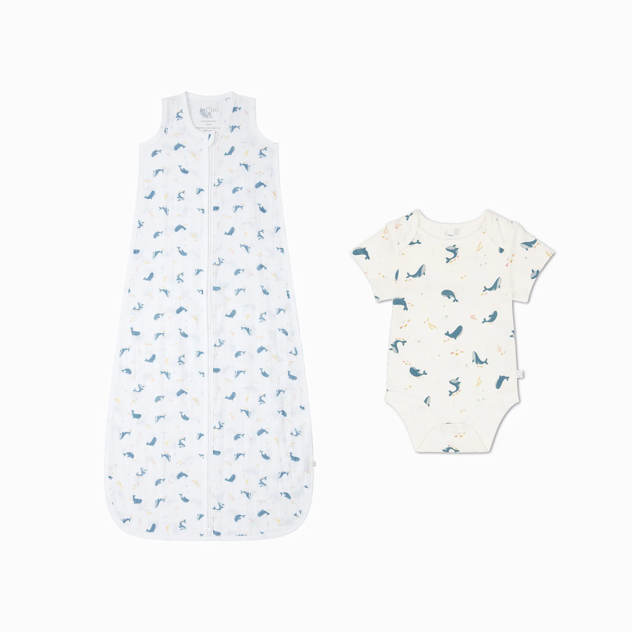 Whale Print Sleep Sack 0.5 TOG & Bodysuit Set